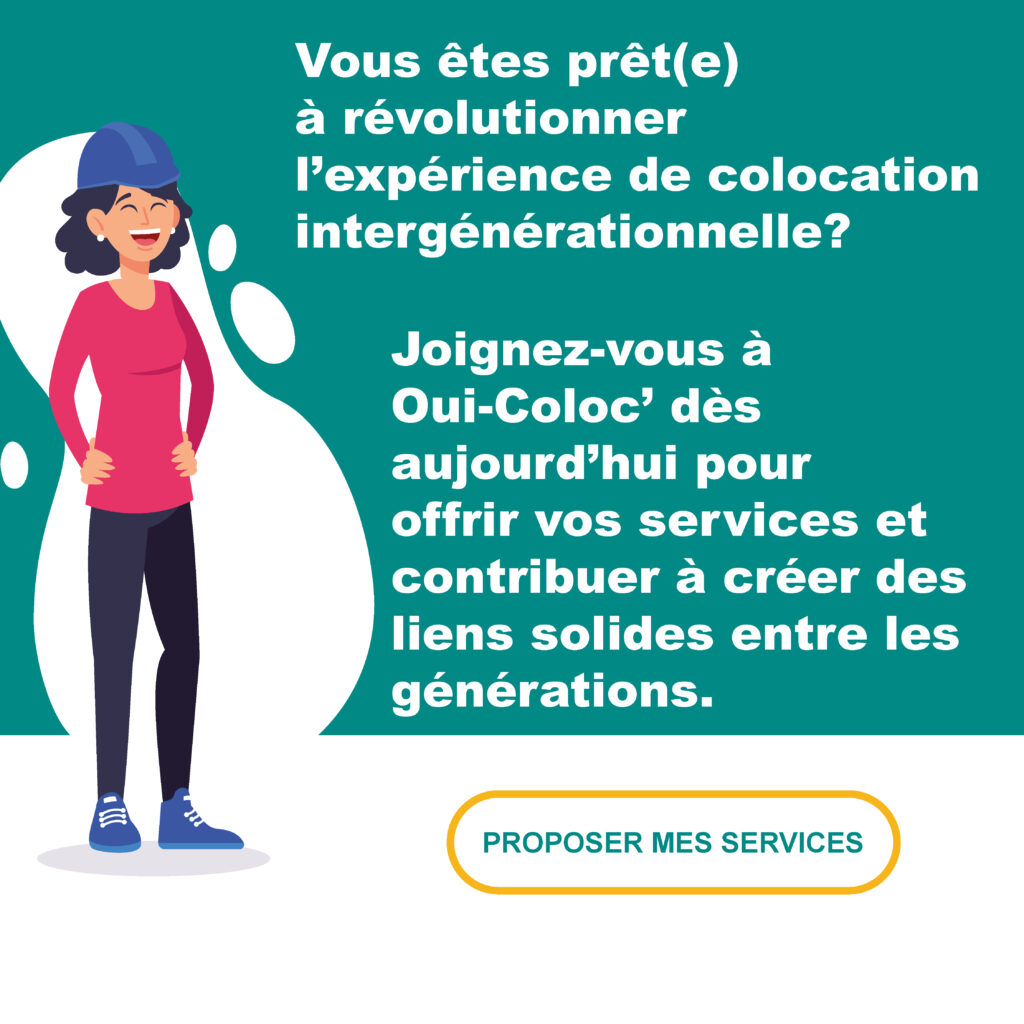 Image mettant en avant une femme avec un casque de sécurité et du maquillage, incitant les utilisateurs à rejoindre Oui-Coloc pour révolutionner l'expérience de colocation intergénérationnelle.